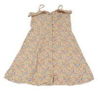 Světlerůžové květinové plátěné šaty Primark