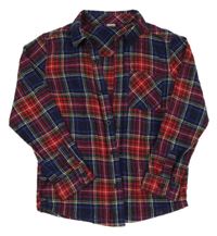 Modro-červeno-barevná kostkovaná košile Tu