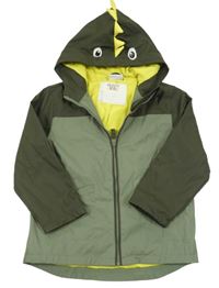 Khaki-zelená nepromokavá zateplená bunda s kapucí a ostny INFINITY KIDS