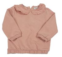 Růžová mikina s límečkem a madeirou F&F