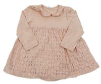 Svetloružové šaty s čipkou a všitým body H&M