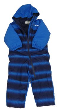 Modro-tmavomodrá šusťáková zimní kombinéza s kapucí Lupilu