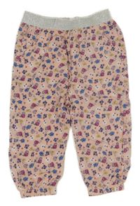 Svetloružové kvetované nohavice so strieborným pasom Ergee