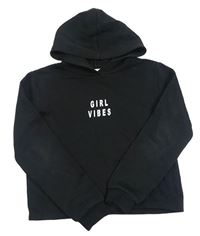 Čierna crop mikina s nápisom a kapucňou C&A
