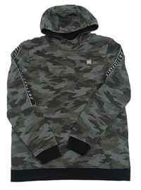 Tmavošedá army mikina s nášivkou a kapucí George