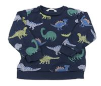 Tmavomodrá mikina s dinosaurami zn. M&S