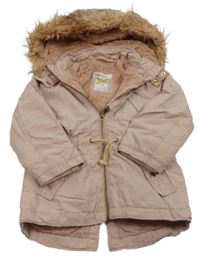 Pudrová šusťáková zimní parka s kapucí H&M