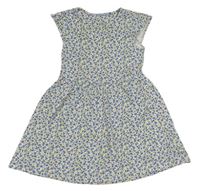 Bielo-modro-žlté kvetované bavlnené šaty zn. Mothercare