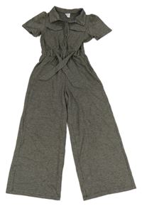 Sivo-čierny vzorovaný úpletový nohavicový overal Zara