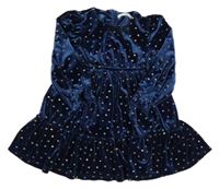 Tmavomodré zamatové šaty s hviezdičkami M&S