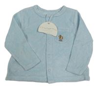 Nové - svetlomodrá zamatová prepínaci mikina s vreckom