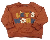 Tehlová mikina s nápisom