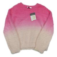 Nové - Růžový ombré chlupatý svetr Primark