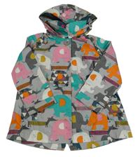 Šedý nepromokavý jarní kabát se slony a kapucí Next