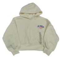 Nové - smotanová crop mikina s nápisom a kapucňou Dunnes