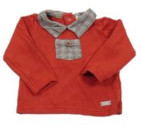 Červená ľahká mikina s golierikom a kapsičkou