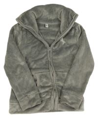 Šedá chlupatá propínací mikina s jednorožcem a komínovým límcem Yigga