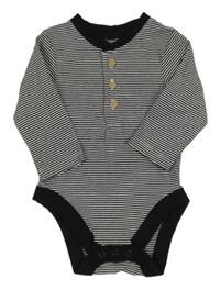 Černo-bílé proužkaté body s knoflíčky George