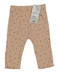 Nové - Světlerůžové puntíkaté žebrované legíny George