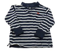 Tmavomodro-bílé pruhované polo triko s dinem Next