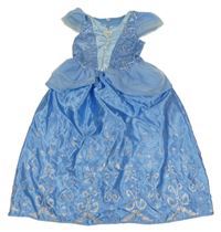 Kostým - modro-světlemodré saténové šaty s broží - Popelka Disney