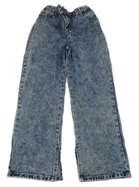 Tmavomodro-biele plesňové wide leg rifle SHEIN