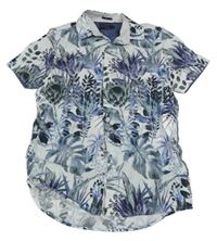 Sivo-tmavomodrá košeľa s listami Next