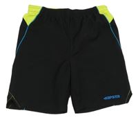 Čierno-neónově žlté športové kraťasy Kipsta