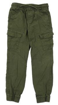 Khaki plátenné cuff cargo nohavice Denim Co.