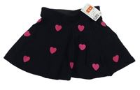 Nové - Tmavomodrá pletená kolová sukňa so srdiečkami H&M