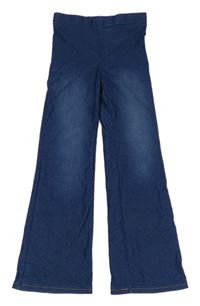 Tmavomodré flare kalhoty riflového vzhledu H&M