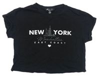 Čierne crop tričko s nápisom New Look