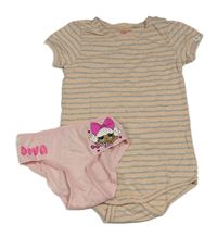 2set - Broskvovo-šedé pruhované body + růžové kalhotky L.O.L. Surprise