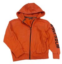 Oranžová prepínaci mikina s nápisom a kapucňou Next