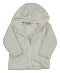 Biela chlpatá prepínaci mikina s kapucňou Topolino