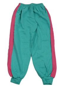 Tyrkysovo-růžové cuff tepláky s pruhy 