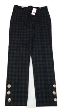 Nové - Čierno-sivé kockované tregíny s gombíkmi River Island