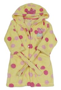 Žlutý puntíkatý chlupatý župan s Pepinou a kapucí 