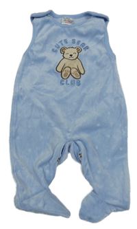 Světlemodré sametové dupačky s medvídkem Orsolino 