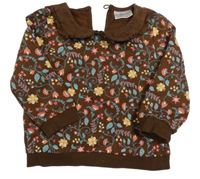 Hnedá kvietkovana mikina s golierikom So Cute