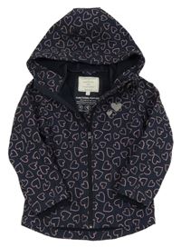 Tmavomodrá softshellová parka se srdíčky a kapucí Tom Tailor