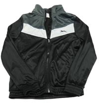 Čierno-sivo-biela prepínaci športová mikina s logom Slazenger