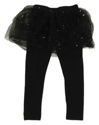 Černé legíny s našitou tutu sukní s hvězdami Primark 