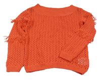 Červený děrovaný svetr s třásněmi H&M