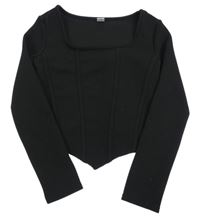 Čierne vzorované asymetrické crop tričko Shein