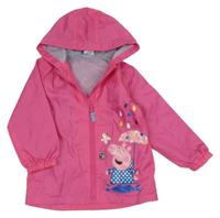 Růžová šusťáková jarní bunda s Pepinou a kapucí 