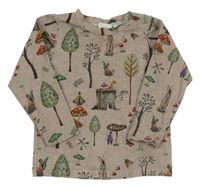 Béžové triko se zvířátky 