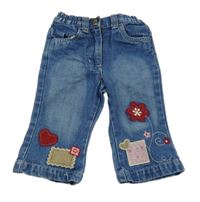 Světlemodré flare rifle s nášivkami Topolino