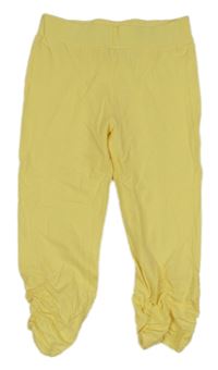 Žlté capri řasené legíny