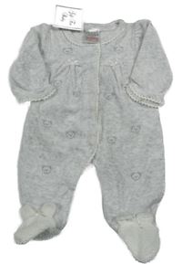 Nové - Šedý sametový overal s medvídky Just too cute